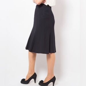 Louben Vintage Black A-Line Flared High Waisted Modest Midi Skirt, size 2P